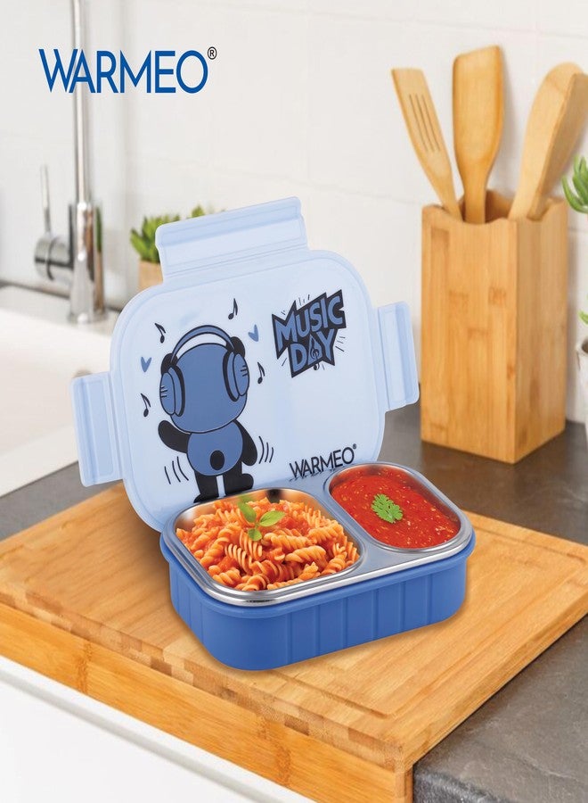 WARMEO علبة غداء معزولة من وارميو بتصميم جوفي، مزودة بقسمين، خالية من مادة BPA، علبة غداء للأطفال، آمنة غذائيًا، مثالية للمدرسة والنزهات والمكتب والأنشطة الخارجية - 500 مل، لون أزرق، مصنوعة من الفولاذ المقاوم للصدأ - Image 5